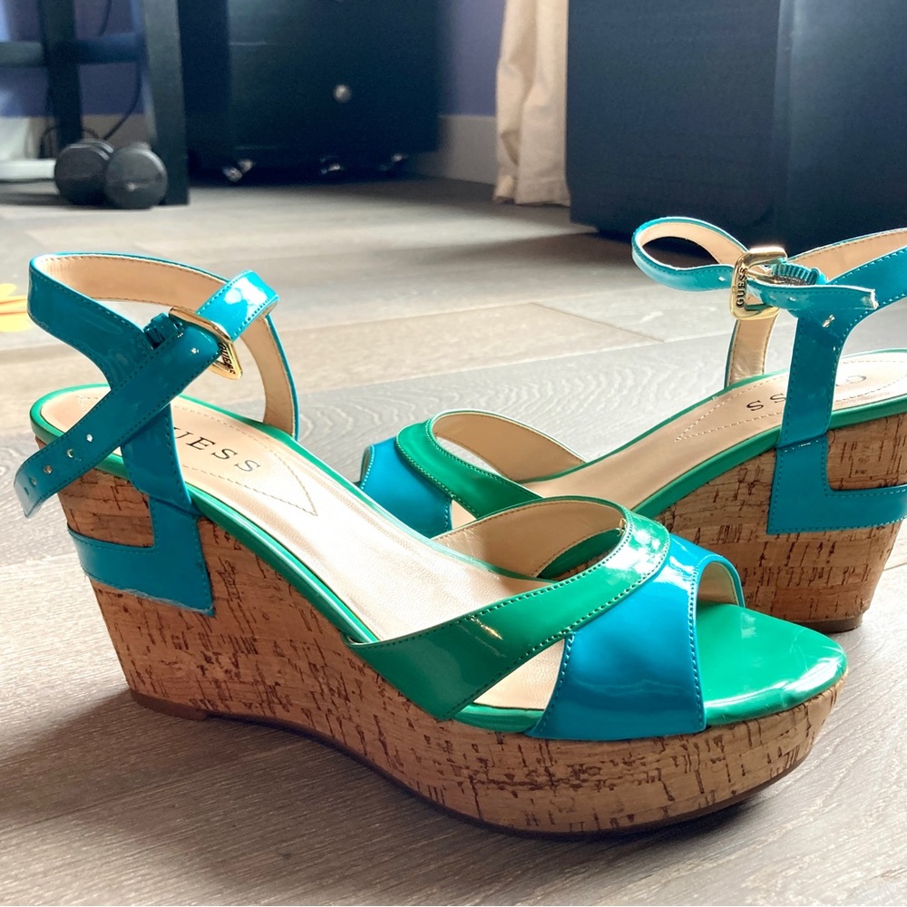 Guess Two-Color Platform Wedge Sandals With Ankle… - image 2